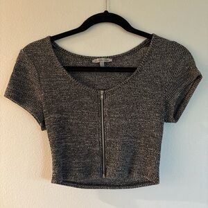 Charlotte Russe Gray Fitted Ribbed Crop Top